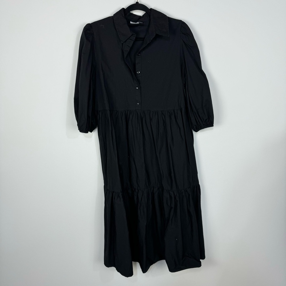 Asos black babydoll midi dress